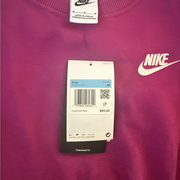 NWT Nike Sportswear Club Fleece Youth Girls' Boxy Crew-Neck Sweatshirt - Picture 5 of 5